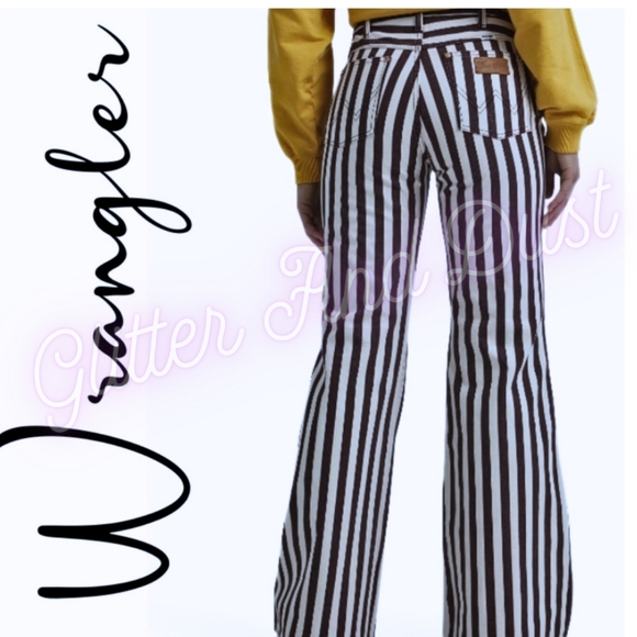 Wrangler Brown and White Striped Flare Jeans - Picture 1 of 10